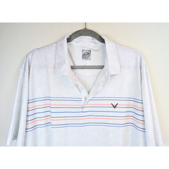 Callaway Mens Golf Polo Shirt XL White Thin Stripe Opti-Dri Wicking Ventilated - Picture 5 of 9